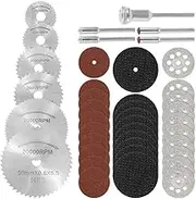 Syhnkzj Cutting Wheels Set for Dremel Rotary Tool, 41pcs Diamond & HSS Saw Blades & Discs, 1/8" Shank, Compatible with Wood, Metal, Plastic, Glass, Stone, Ceramic