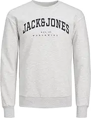 [JACK & JONES] JACK&JONES JUNIOR Boys' Jjecaleb Varsity Sweat Crew Neck Sn Mni Sweatshirt, White Melange/fit: Loose, 122