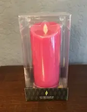 New Luminara Pink Drip Magenta Pillar Flameless Candle 3" x 6.5" Real Wax Timer