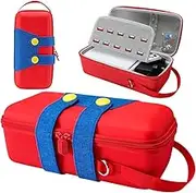 WOTOW Case for Nintendo Switch/Switch OLED, Red Blue Portable Soft Shell Storage Bag with 10 Switch Game Cards Case, Kawaii Cartoon Character Protective Travel Pouch for Console and Accessories