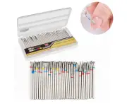 Nail Drill Bits Set for Acrylic Nails, Professional Diamond Cuticle Remover Bits Kit with Box, Electric Manicure Nail File Bit