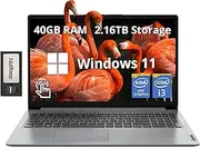 Lenovo IdeaPad 1i 15.6" FHD Touchscreen Laptop, Intel i3-1215U, 40GB RAM, 2.16TB Storage(2TB SSD+160GB Docking Station Set), Intel UHD Graphics, Numeric Keypad, HD Webcam, WiFi 6, Windows 11, Gray