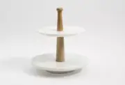Gibson Laurie Gates Marble & Mango Wood 2-Tier Server