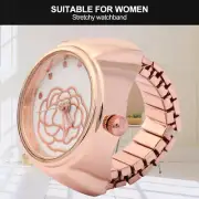 Finger Ring Watch Round Dial Rose Flower Pattern Women Finger Quartz Watch G L2S