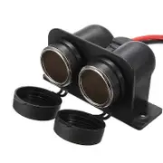 Lighter Socket 12V Waterproof Dual Power Plug Outlet with Wire for Car Motorcycle Scooter Boat ATV Black