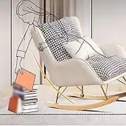 FYNBSSA Modern Rocking Chair PU er Armchair Nursing Glider Rocker with Backrest & Wooden Base, Small Gliding Seat for Bedroom, Living Room, Balcony