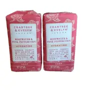 Crabtree & Evelyn Rosewater & Pink Peppercorn Hydrating Soap 5.5 oz Set of 2