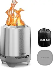 Smokeless Tabletop Fire Pit, Mini Table Top Firepit for Patio and Outdoor Camping, Removable Ashtray, Dual-Fuel Stove, Silicone Pad& Travel Bag, 50-80min. Burn Time, H: 10.1" xD: 7", Silver