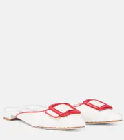 [Manolo Blahnik] Manolo Blahnik Maysale leather-trimmed raffia mules AU 10 white