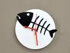 Fish Bone - Black & White Silhouette - Wall Clock