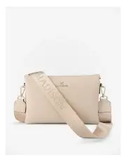[Madison Accessories] Avery 3 Compartment Crossbody Bag in Beige