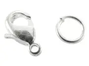 Bag Of 4 Clasps Snap Hooks Colours Silver 12MM With Rings
