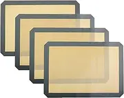 Non-Silicone Baking Mats,Pack of 4, BPA-Free,Food Grade Reusable Baking,Mat Professional Sheets Mats Silicone pan Liners Square Cake Pan Mat,Rectangular, 16.5" x 11.6"