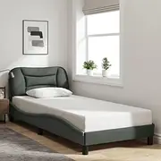 Bedroom Furniture Bed Frame Without Mattress Dark Grey 90x190 cm Fabric