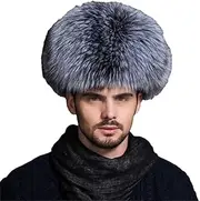 [keusyoi] Winter Men's Fur Bomber Hat Fur Ushanka Cap Trapper Hat Russian Man Ski Hats Leather Caps