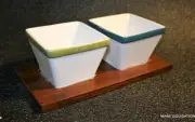 Threshold Serving Set Bamboo Tray w/ 2 Square Stoneware Ceramic Dip Bowls Target
