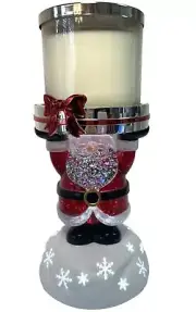 Bath Body Works SANTA PEDESTAL AUTO WATER GLOBE 3 Wick Candle Holder LIGHT UP