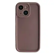 For iPhone 15 Fine Hole Shockproof Frame Frosted TPU Phone Case - Brown