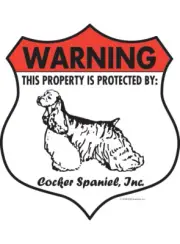 Warning! Cocker Spaniel - Property Protected Aluminum Dog Sign - 7" x 8"