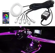 TooToo RGB LED Car Interior Fiber Optic Neon Wire Strip USB Atmosphere Light APP/Music