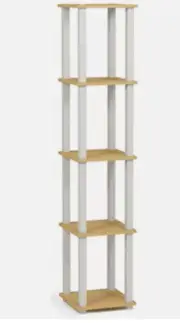 Furinno Turn-N-Tube No Tools Display Shelf Beech/White 5 Tier Square Tube