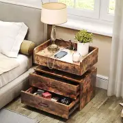 RGB LED Nightstand Floatiing Night Stand Side End Table with Charging Station