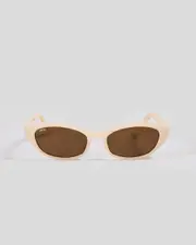 [Otra Eyewear] Otra Eyewear Women's Shona Sunglasses in Frosted Ivory/Brown One Size Frosted Ivory/Brown