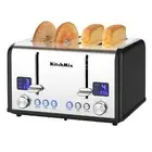 Toaster 4 Slice, KitchMix Bagel Stainless Toaster with LCD Timer, Extra Wide ...