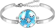 Hippo Girls Swimming Blue Water Bangle Bracelet for Women Girls, Adjustable Stainless Steel Jewelry Bracelets Birthday Christmas Friends Gifts
