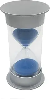Yardwe 5 Simple Cylinder Sand Timer with Security Plastic Design Decorative Sandglass Silver and Blue Birthdays Weddings and Home Decor