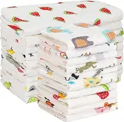 Kenning 20 Pack Muslin Baby Burp Cloths Large 20 x 10 Inches and 10 x 10 Inch Cotton Baby Burp Rags Cute Towel and Washcloths Face Towels 6 Layers Absorbent for Infant Shower, 20 Styles