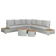 Moreton Teak Lounge Set &amp; Coffee Table, Beige