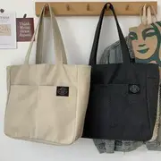 Canvas Tote Bag Without Bag Charm - Black - One Size