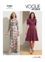 Vogue Sewing Pattern V1862 | Misses Vintage Style Dress | Sizes 8 - 16 & 16 - 24