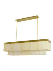 Made by Mayfair Elora 7 Light Rectangle Pendant in Brass with White Jade Stone