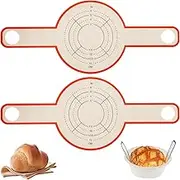 2pcs Silicone Bread Sling Non Stick Silicone Bread Baking Mat Heat Resistant Dutch Oven Liner Reusable Non-Stick Heat Resistant Long Handles Bread Baking Sling with Long Handles Sourdough Mat (Orange)