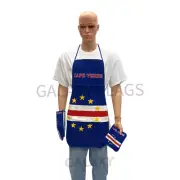 Cape Verde Flag Kitchen & BBQ 3pc Set w/Apron Oven Mitt Potholder Cape VerdeFlag