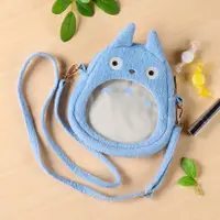 在飛比找樂天市場購物網優惠-真愛日本 宮崎駿 吉卜力 龍貓 中藍龍貓 透明開窗 造型斜背