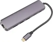 USB C Hub 7 in 1 4K 1Gbps Ethernet 100W PD 2 USB3.0 Port USB to High Definition Multimedia Interface Multiport Adapter for Pro Air Pro