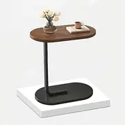 Small C Shaped End Table for Living Room and Small Spaces，C Shaped Round End Table for Sofa,Coffee Tables and Bed, Night Stand for Livingroom,Bedroom,Walnut (Wood)