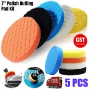5pcs 7" Buffing Waxing Polishing Sponge Pads Kit Set For Car Polisher Drill AU