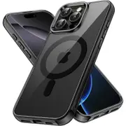 JETech Magnetic Case for iPhone 16 Pro Max 6.9-Inch Compatible with MagSafe, Shockproof Phone Bumper Cover, Anti-Scratch Clear Back Black