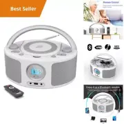 Portable Bluetooth CD Player Boombox with FM Radio, USB, Aux-in, Headphone Jack