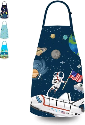 Kids Apron for Boys, Unisex Apron with Adjustable Neck Strap, Kitchen Bib Apron