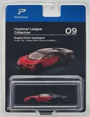 POSTER CARS 1:64 HYPERCAR LEAGUE COLLECTION BUGATTI CHIRON SUPERSPORT RED-BLACK