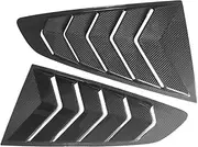 LGcarbon 1/4 Quarter Black Carbon Fiber Side Window Louvers Scoop Cover Vent Compatible For Ford Mustang 05-14