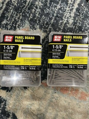 2PK Grip Rite paneling Nails 1-5/8" Ring Shank ,medium Brown ,(each 6oz,176pcs)