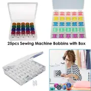 25 Bobbin Spools with Storage Case Compatible with Most Sewing Machines