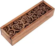 Retro Wooden Pencil Case Multipurpose Box Stationary Organizer for Pens Pencils Jewelry (7.7X2.2X1.6 inch)(#1 Swirl Grass Type)