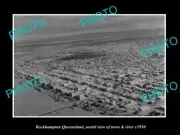 OLD LARGE HISTORIC PHOTO OF ROCKHAMPTON QUEENSLAND AERIAL VIEW OF TOWN c1950 2